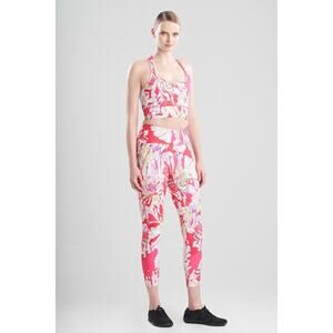 NWT Natori Women’s Solstice Cropped Leggings | Pink Poppy Print | Size Large